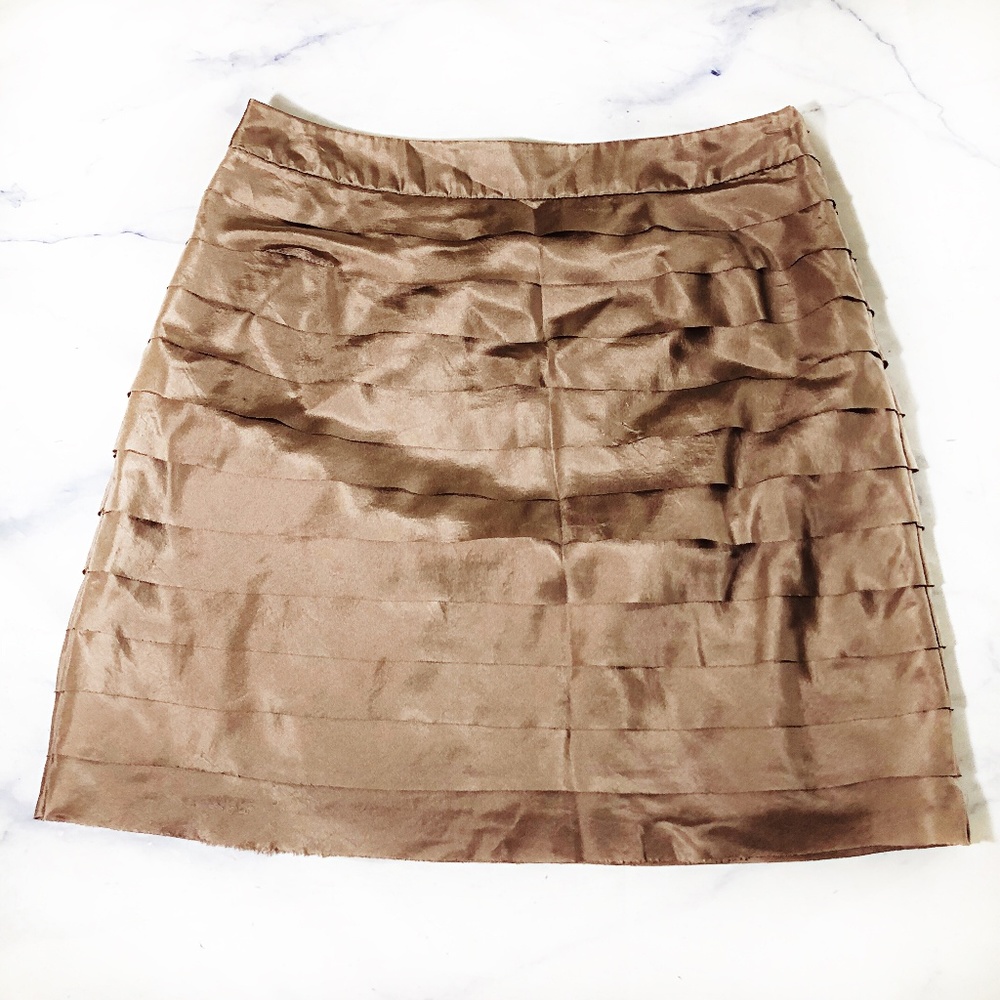 Loft Silk Taupe Tiered Layered Pencil Skirt - Picture 1 of 8